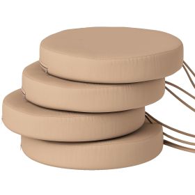 Outsunny Patio Chair Cushions Set of 4 Round Seat Cushions for Dining Bistro Chairs Machine Washable, 15" x 15" x 3", Khaki