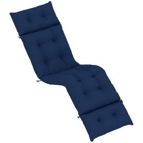 Outsunny Outdoor Chaise Lounge Cushion, Tufted Thick Patio Lounge Chair Cushion with Ties, 74.8" x 22" x 4", Navy Blue