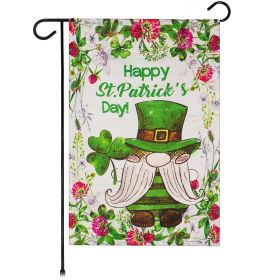 Garden Flag Happy St. Patrick's Day Leprechaun Gnome 12x18 inch Blockout Fabric Double Sided