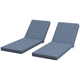 Outsunny Patio Chaise Lounge Chair Cushions Blue Comfortable with Backrests Ties
