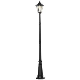 92.5" Outdoor Lamp Post Light, Solar-Powered Streetlight, w/ Clear Glass, Black
