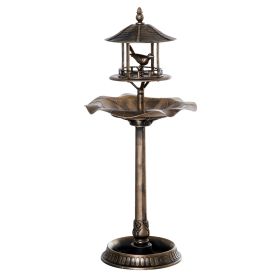 3-in-1 Garden Bird Bath Bowl Pedestal with Bird Feeder, Large Water Basin, Underneath Flower Planter, Bronze