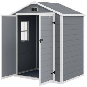 Outsunny 6x4.5 Outdoor Storage Shed, Lockable Tool Shed with Double Doors, Vent and Window for Garden, Cottage Style, Family Use, Gray