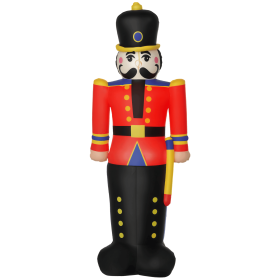 HOMCOM 6'Christmas Inflatable Nutcracker Toy Soldier, Outdoor Blow-Up Yard Decoration with LED Lights Display