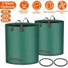 2Pcs 79.25Gallons Round Garden Waste Bags Waterproof Reusable Grass Rubbish Leaf Sacks Home Garden Lawn Yard Trash Bags With 4 Handles