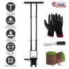 5 In 1 Bulb Planter Tool Long Handle Gardening Bulb Transplanter with Gloves Brush Serrated Base Dual Pedal Digging Holes to Plant Tulips Iris Daffodi