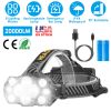 20000LM LED Headlamp 8 Lighting Modes Rechargeable Headlights IP44 Waterproof 90ºRotatable Headlights For Hiking Rescuing Camping