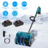 600W 21V 10In Cordless Snow Shovel Battery Powered Snow Thrower Heavy Duty Powered Shovel with 2 Batteries for Patio Deck Driveway