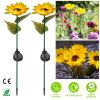 2Pcs Solar Powered Sunflower Lights 10 LED Decorative Stake Lamp IP65 Waterproof Pathway Landscape Lights For Garden Patio Yard Walkway