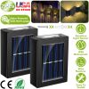 2Pcs Solar Deck Lights Outdoor 2LED Beads Waterproof Sensor Fence Stair Lamps For Patio Landscape Yard Warm White Lighting Color