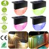 4Pcs Solar Deck Lights Outdoor LED RGB Solar Decorative Step Fence Lamp IP55 Waterproof Warm Color Changing Night Lights For Patio Garden Stair Fence