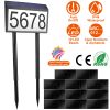Solar Powered House Numbers LED Light Dusk To Dawn Address Plaque Sign Waterproof Wall Mount Ground Stake Number Plate Lamp for House Yard Garden Stre