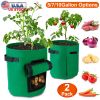 2 Pack Plant Growing Bags Potato Vegetable Planter Bags Breathable Planting Fabric Pots w/ Harvest Window 10Gallons