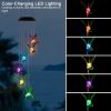 LED Solar Hummingbird Wind Chime Solar String Lights 6 LEDs Color-Changing IP65 Waterproof Decorative Lamp Lighting for Home Garden Fence Party