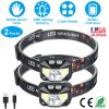 2Packs Rechargeable Motion Sensor Headlamp 6 Light Modes Headlight Torch Flashlight for Fishing Running Camping Hiking