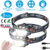 2Packs Rechargeable Motion Sensor Headlamp 6 Light Modes Headlight Torch Flashlight for Fishing Running Camping Hiking