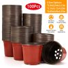 100Pcs 100mm 3.94in Plastic Plant Nursery Pots Garden Seedlings Flower Container Seed Starting Pots with 8Pcs Drainage Holes