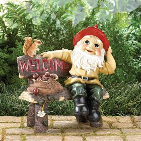 Charming Garden Gnome Welcome Statue for Outdoor Decor