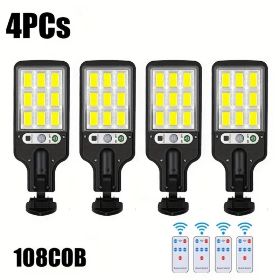 Waterproof Mini Solar Outdoor Light Street Light 108LED With Remote Control (Option: 4pcs)