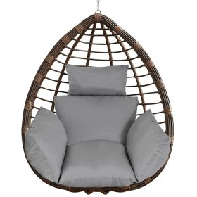 1Pc Egg Chair Cushion Hanging Basket Seat Cushion Thicken Soft Egg Swing Chair Pad Hanging Egg Chair Cushion With Headrest (Color: Grey)