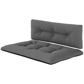 2 Seater Pallet Cushions Outdoor 3.9 Thick Replacement Cushions - Tufted Design For Garden, Patio, Black (Color: Black)