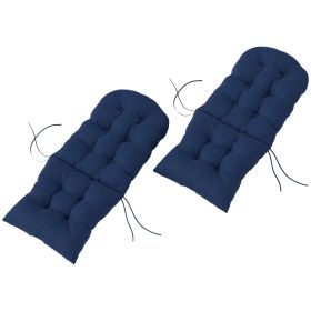 Outsunny Outdoor Adirondack Chair Cushions Set of 2, Tufted High Back Patio Chair Cushions, Adirondack Cushions with Ties (Color: Navy)