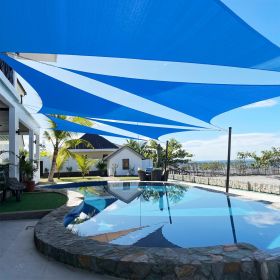 Artpuch Custom Size Sky Blue Sun Shade Sail Triangle Canopy 185 GSM Durable Fabric UV Block Awning for Outdoor Patio Garden Backyard (Customized (Color: Sky Blue, size: 09X13X13)