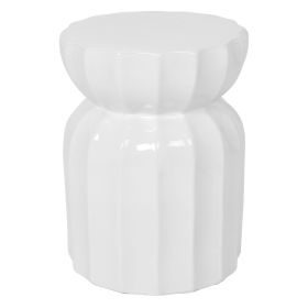 16.75 inch/17 inch/17.25 inch/17.75inch Drum Stool Ceramic Side Table Hollow White Cutwork Traditional Garden Stool Hollow Outdoor Side Table (Color: White, size: 17 inch)