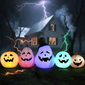 12FT Halloween Inflatables Decoration Giant Ghost with 3-Colored Flame Rotation LED Light Spooky Halloween Decorations Outdoor Blow Up Yard Decor (Color: White Pumpkin)