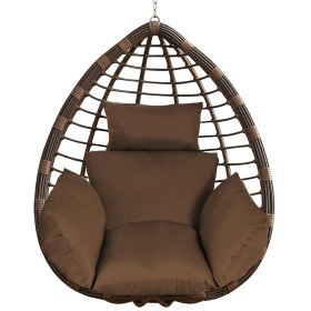 Egg Chair Cushion Hanging Basket Seat Cushion Thicken Soft Egg Swing Chair Pad Hanging Egg Chair Cushion with Headrest (Color: Coffee, size: One size)