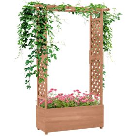 Outsunny Raised Garden Bed with Arch Trellis for Vine Climbing Plants, Hanging Flowers (Color: as Pic)