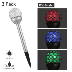 Solarek 3 Pcs Outdoor Solar Lights IP44 Waterproof Ball RGB Light Garden Decor Lamp Landscape Christmas (Option: Style1)